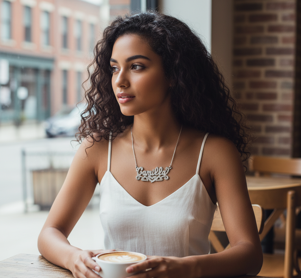 Sterling Silver Name Necklace - Personalized Custom Name - Beaded 3D