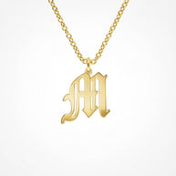Old English Initial Necklace in Sterling Silver or Gold Plated Sterling Silver - Personalized Initial