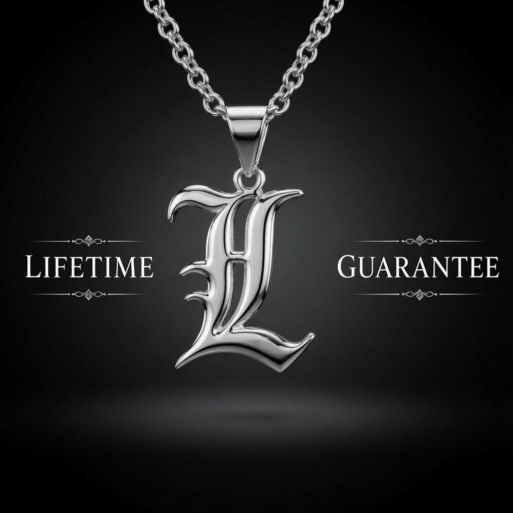 Gothic Old English Initial Necklace | Large Sterling Silver Pendant