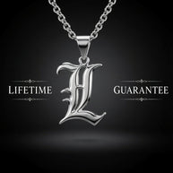 Gothic Old English Initial Necklace | Large Sterling Silver Pendant