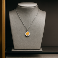 14kt Solid Gold Yellow Old English Initial on Sterling Disc Pendant