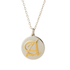 14kt Solid Gold Yellow Old English Initial on Sterling Disc Pendant