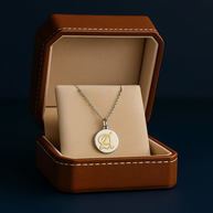 14kt Solid Gold Yellow Old English Initial on Sterling Disc Pendant