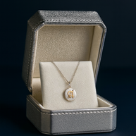 14kt Solid Gold Yellow Old English Initial on Sterling Disc Pendant