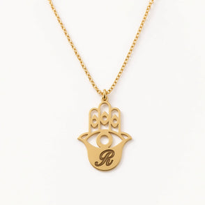 Hamsa Personalized Necklace | Name or Initial | Sterling Silver or Gold Plated Sterling Silver
