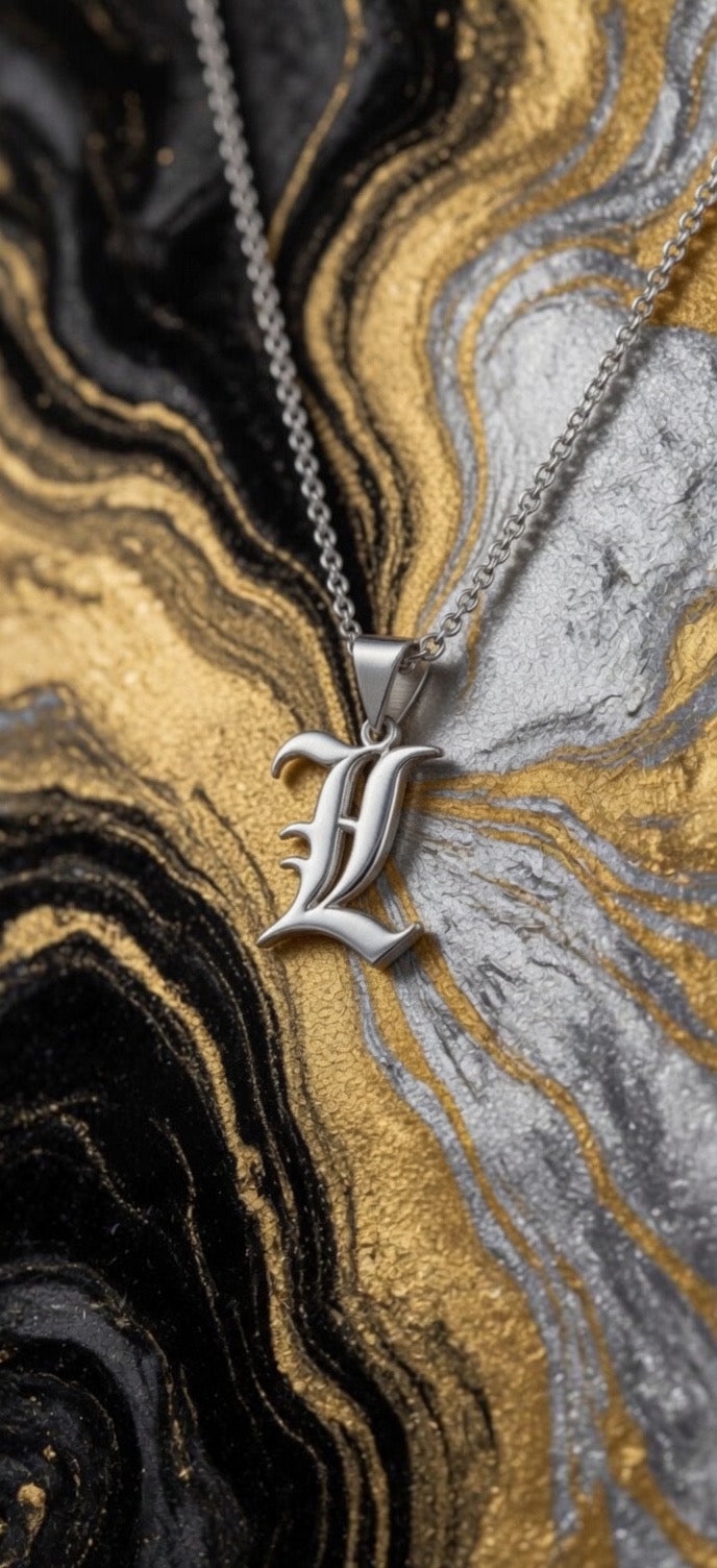 Heights Jewelers Personalized 1 In. Gothic Script Initial Necklace Sterling Silver ($75.65 at checkout)