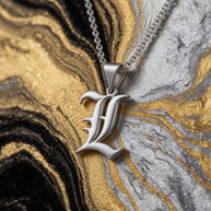 Heights Jewelers Personalized 1 In. Gothic Script Initial Necklace Sterling Silver ($75.65 at checkout)