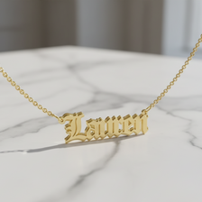 Old English Double Nameplate Necklace Custom Name Personalized