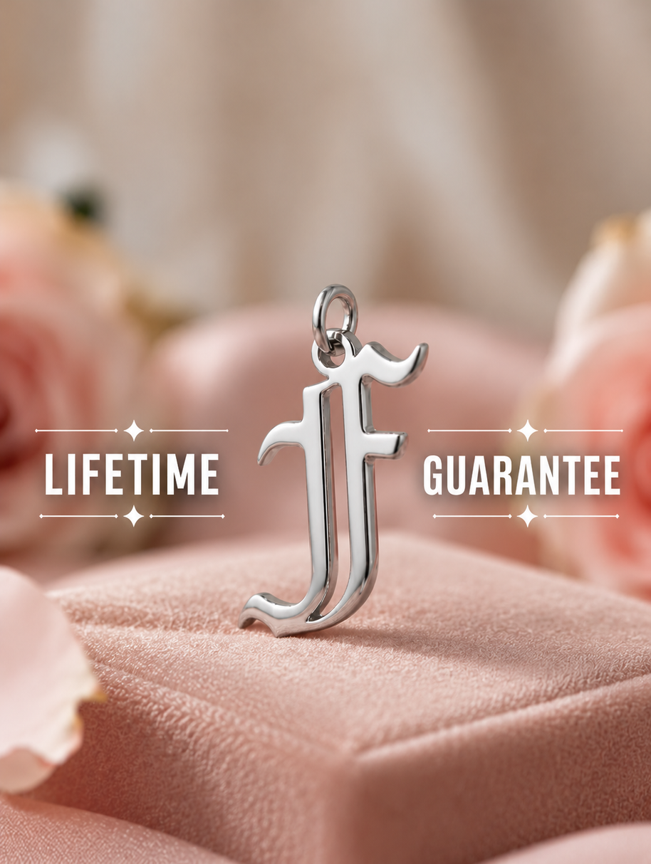 Gothic Script Initial Necklace | Sterling Silver | Lifetime Guarantee