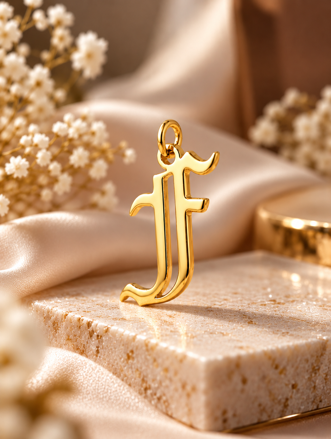Gothic Script Initial Necklace | Sterling Silver | Lifetime Guarantee