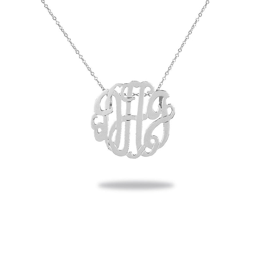 Sterling Silver Monogram Necklace with Sliding Chain - detail