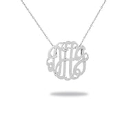 Sterling Silver Monogram Necklace with Sliding Chain - detail