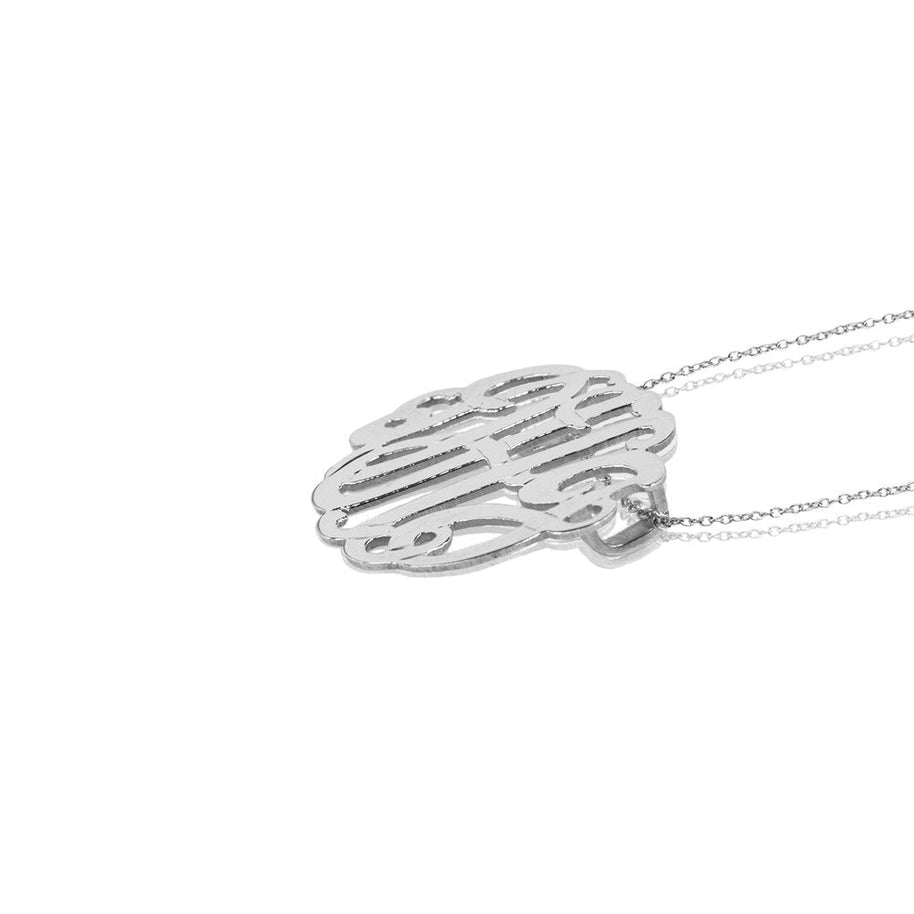 Sterling Silver Monogram Necklace with Sliding Chain - detail 2