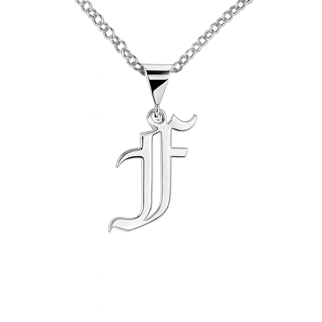 Old English Initial Necklace - Large Pendant Detail