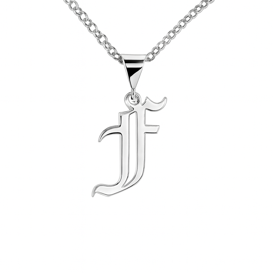 Old English Initial Necklace - Large Pendant Detail