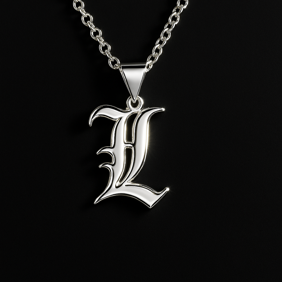 Old English Initial Necklace | Sterling Silver | 14K Gold Plated Pendant