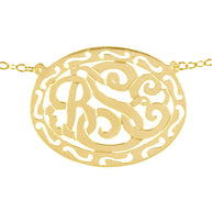 Filigree Framed Monogram Necklace - gold