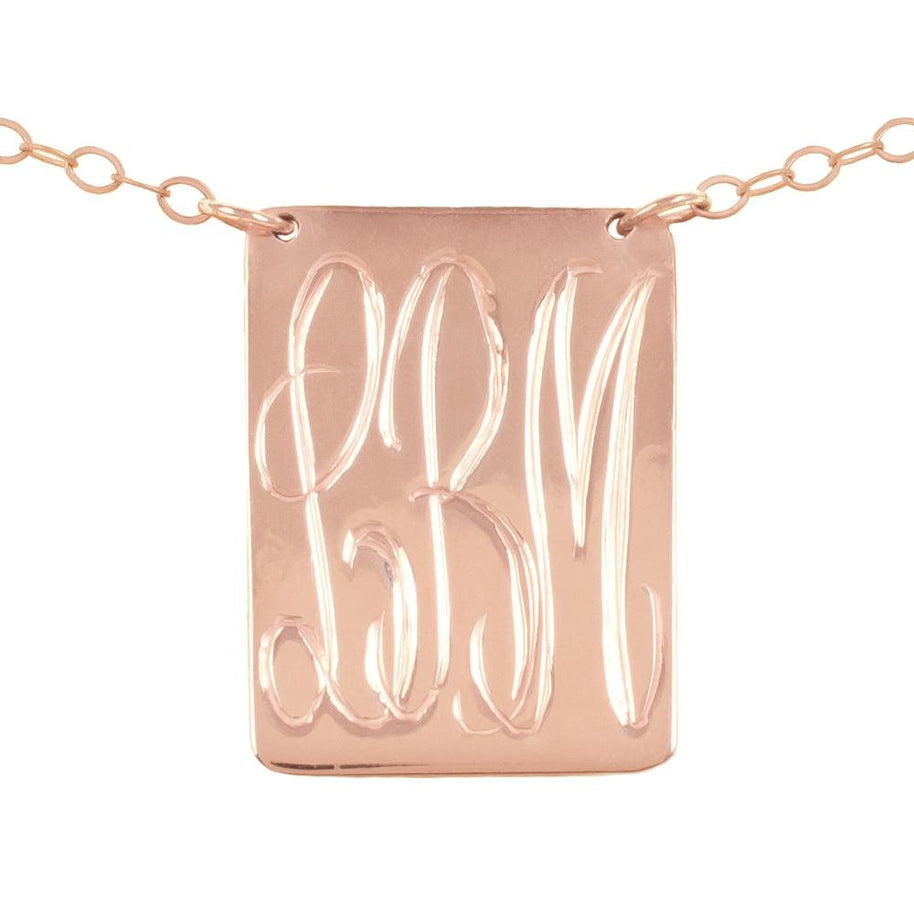 Tag Monogram Necklace - rose gold