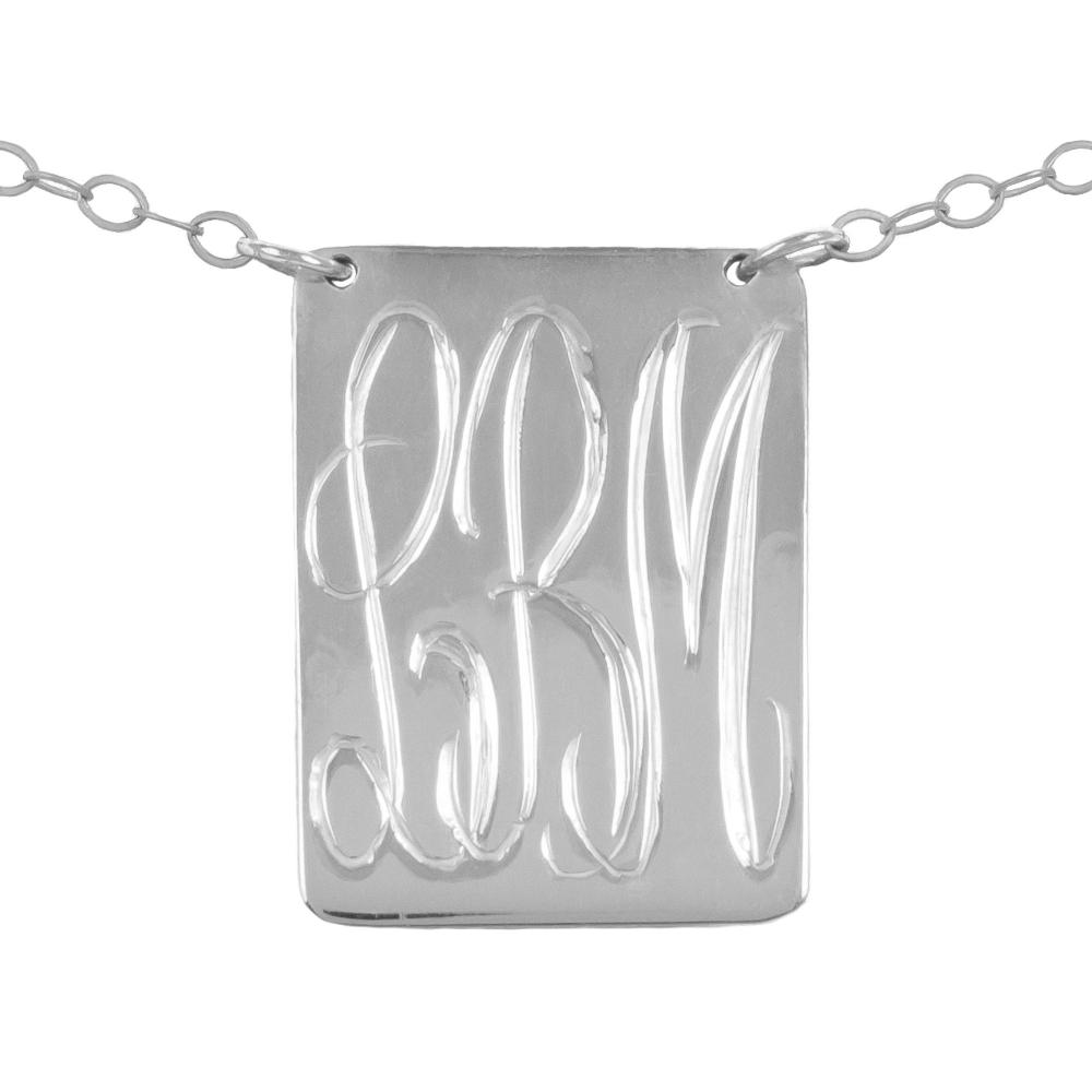 Tag Monogram Necklace - silver