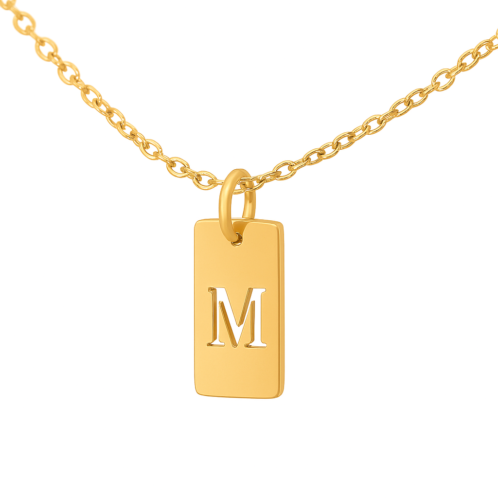 14kt, 10kt, Sterling Silver Or Gold Plated Sterling Silver Tab Initial Necklace Personalized Pendant