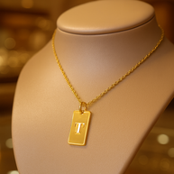 14kt, 10kt, Sterling Silver Or Gold Plated Sterling Silver Tab Initial Necklace Personalized Pendant