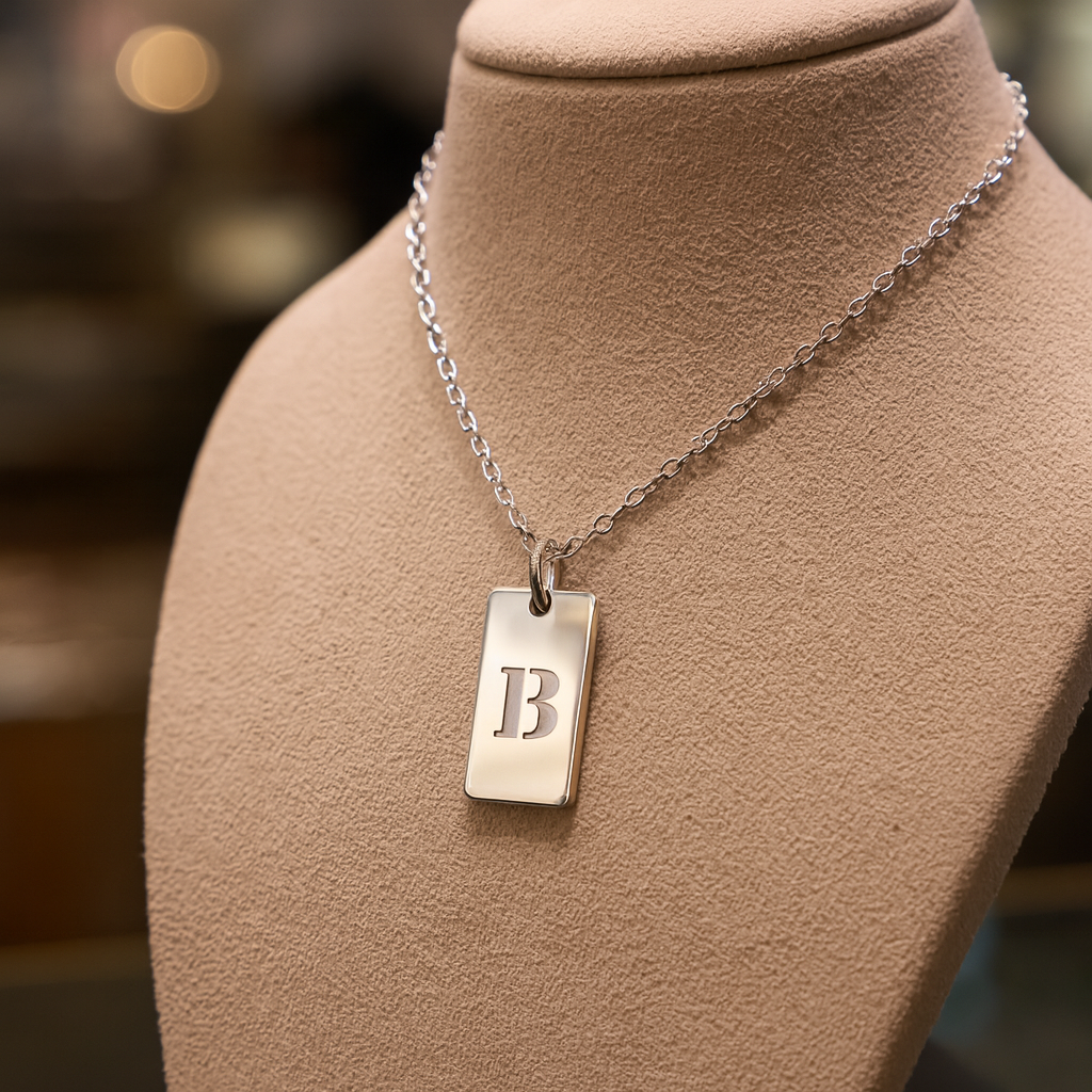 14kt, 10kt, Sterling Silver Or Gold Plated Sterling Silver Tab Initial Necklace Personalized Pendant