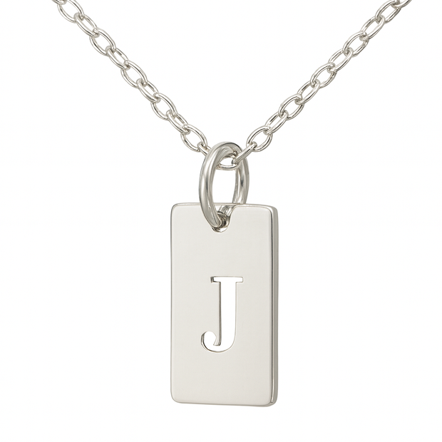 Tab Initial Necklace Personalized Pendant