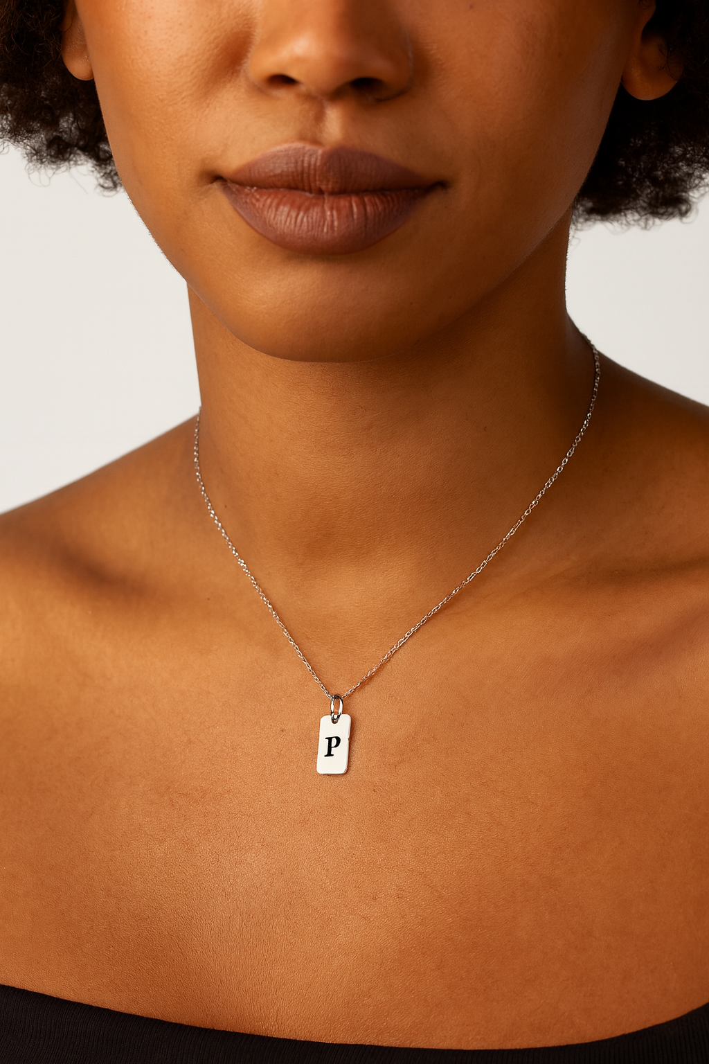 14kt, 10kt, Sterling Silver Or Gold Plated Sterling Silver Tab Initial Necklace Personalized Pendant