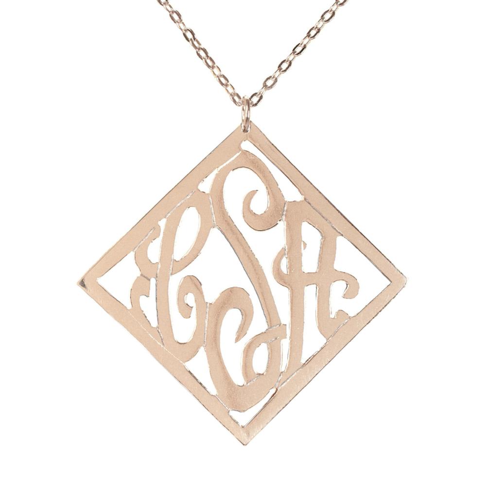 Stylish Monogram Necklace - rose gold