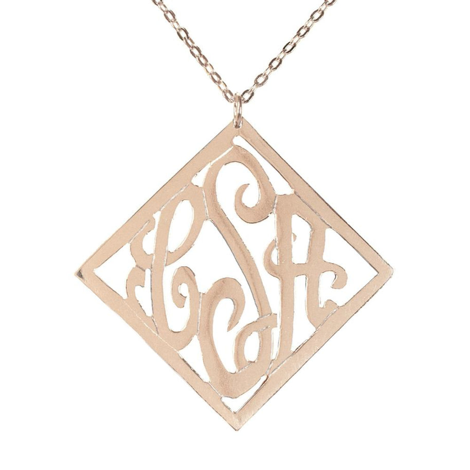 Stylish Monogram Necklace - rose gold