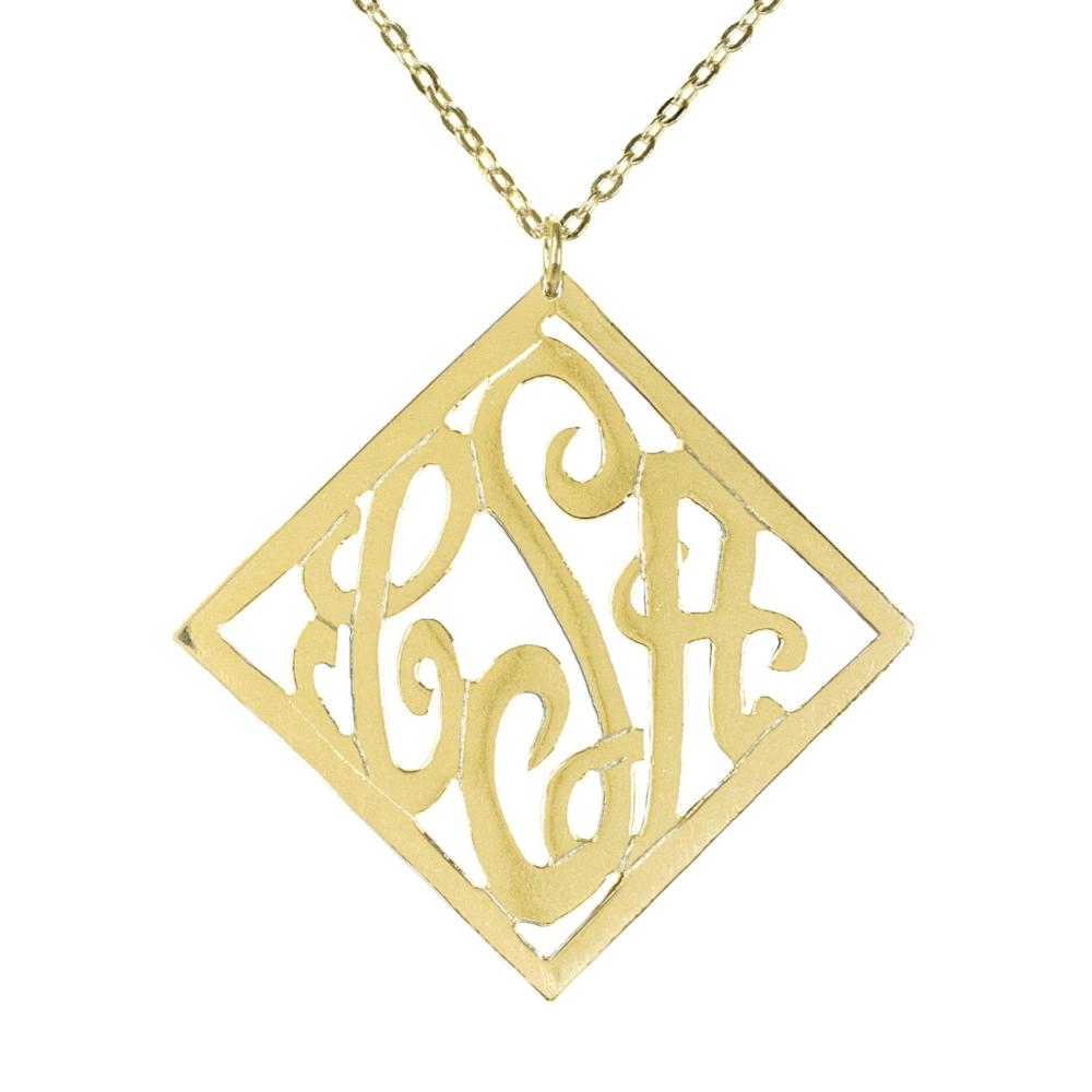 Stylish Monogram Necklace - gold