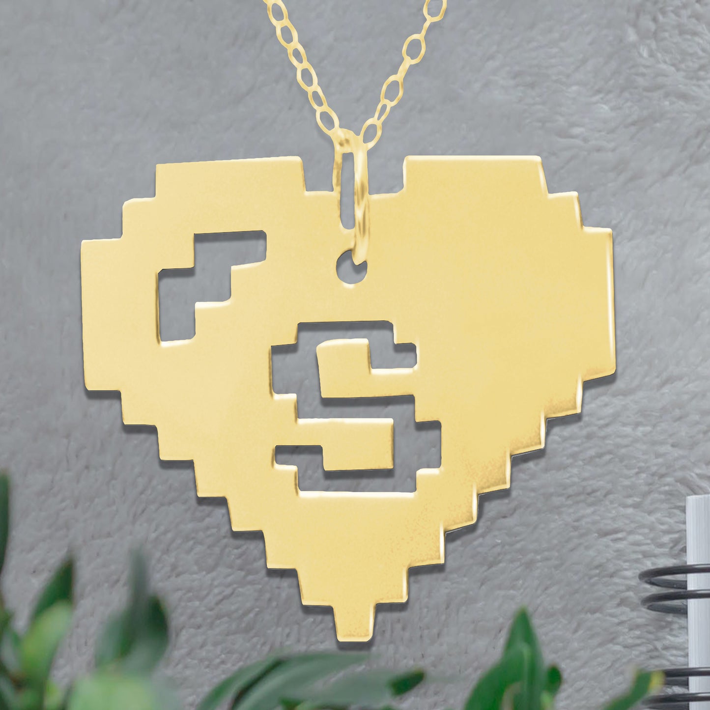 8 Bit Heart Initial Necklace