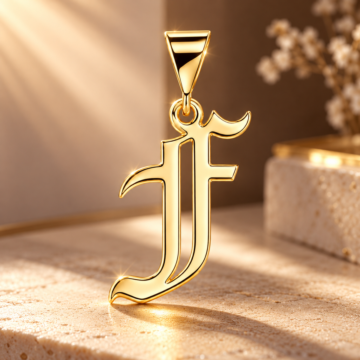 Gothic Script Initial Necklace | Sterling Silver | Lifetime Guarantee