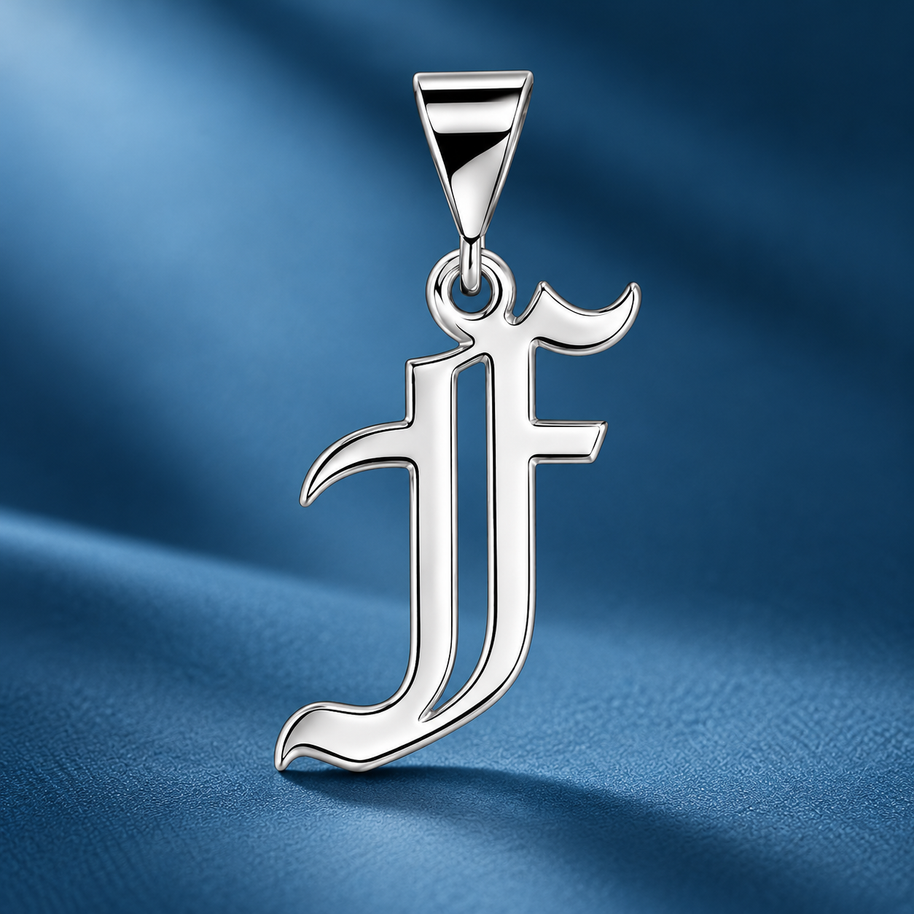 Gothic Script Initial Necklace | Sterling Silver | Lifetime Guarantee