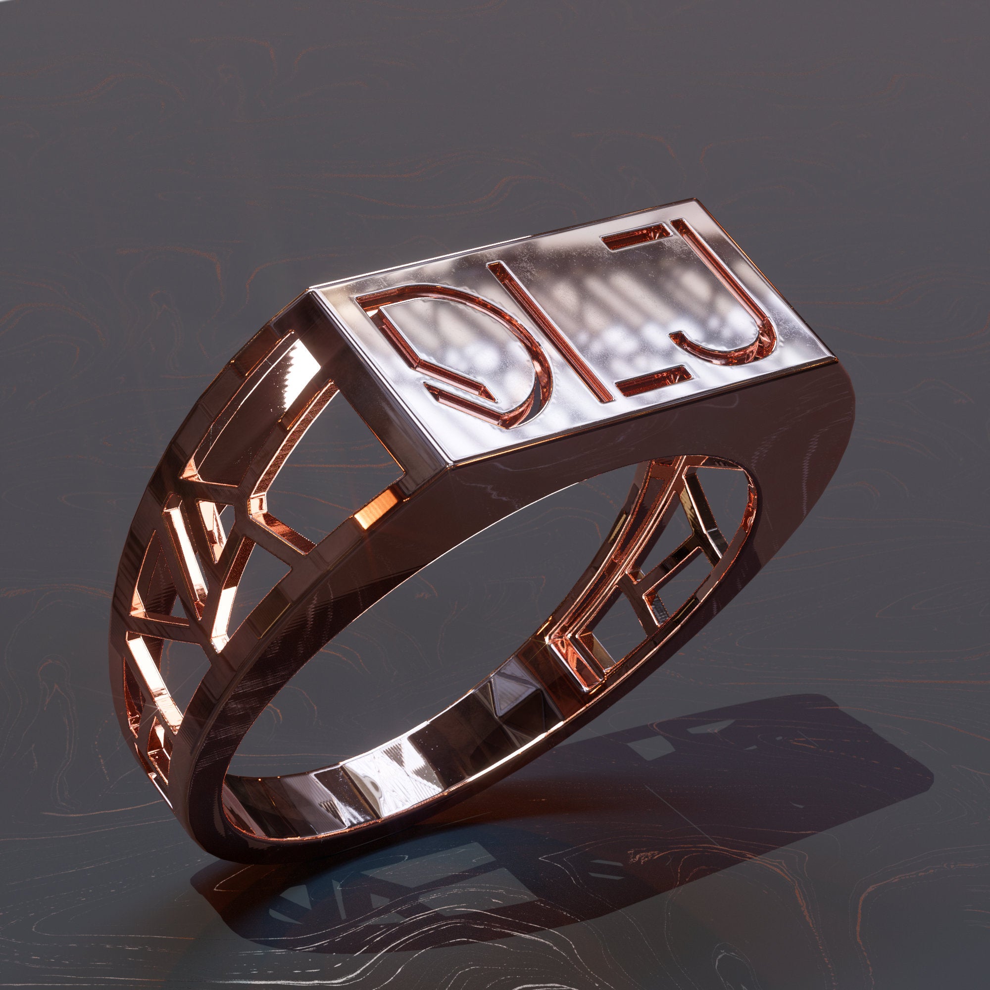 Strix Lux Monogram Initial Ring