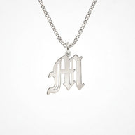 Old English Initial Necklace in Sterling Silver or Gold Plated Sterling Silver - Personalized Initial