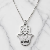 Hamsa Name Necklace - Sterling Silver