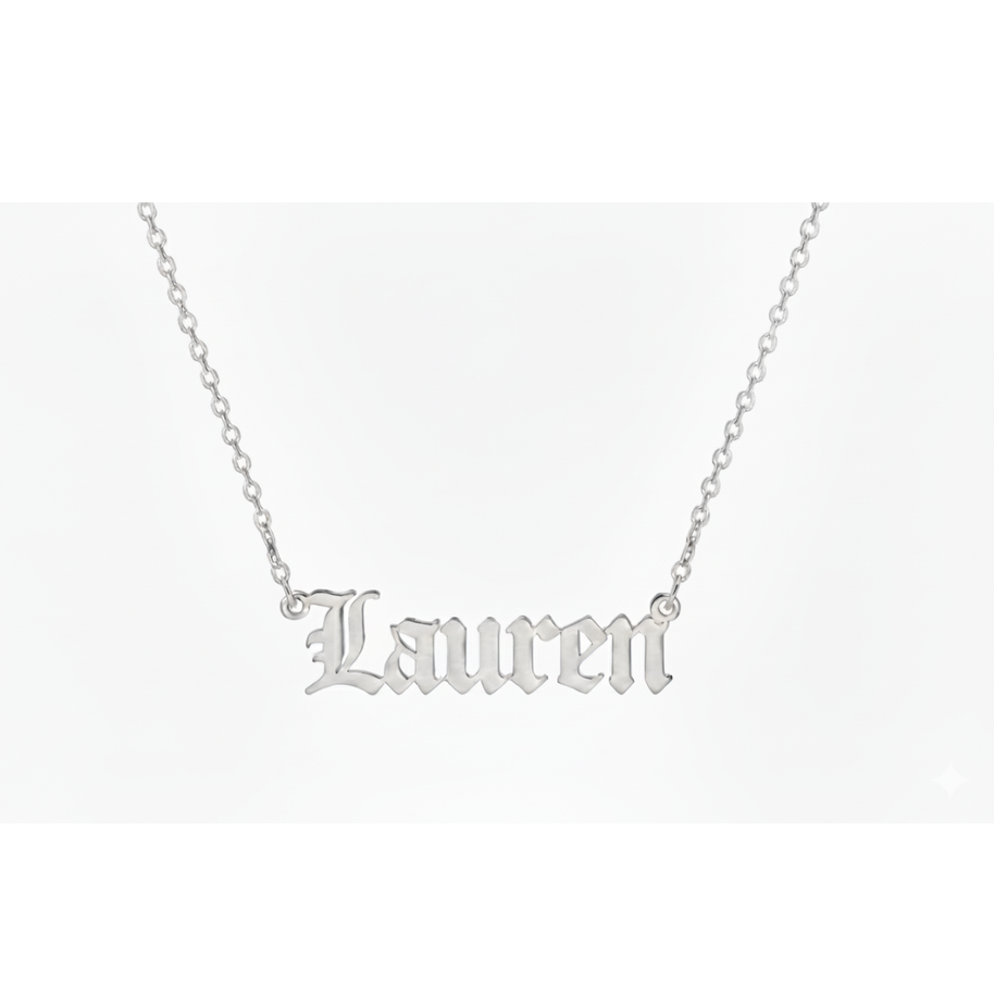 Old English Double Nameplate Necklace Custom Name Personalized