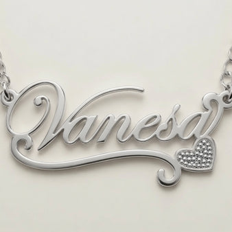 Personalized Script Name Necklace with Sweeping Heart Tail