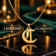 Gothic Script Initial Necklace | Sterling Silver | Lifetime Guarantee