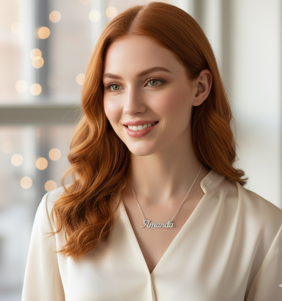 Serene Classic Nameplate Necklace Custom Name Personalized