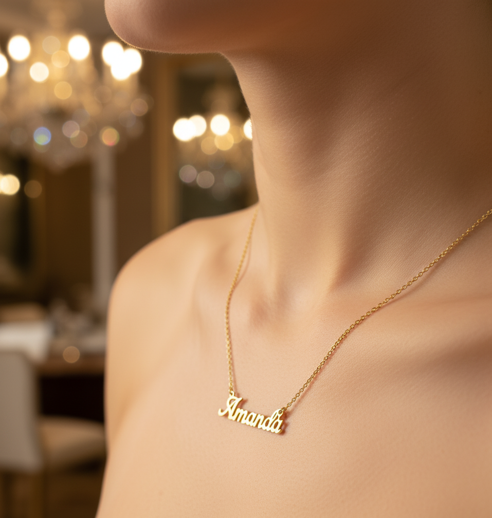 Serene Classic Nameplate Necklace Custom Name Personalized