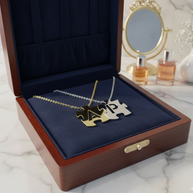 Puzzle Initials Necklace - Personalized Initial in Sterling Silver or Gold Plated Sterling Silver