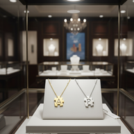 Puzzle Initials Necklace - Personalized Initial in Sterling Silver or Gold Plated Sterling Silver