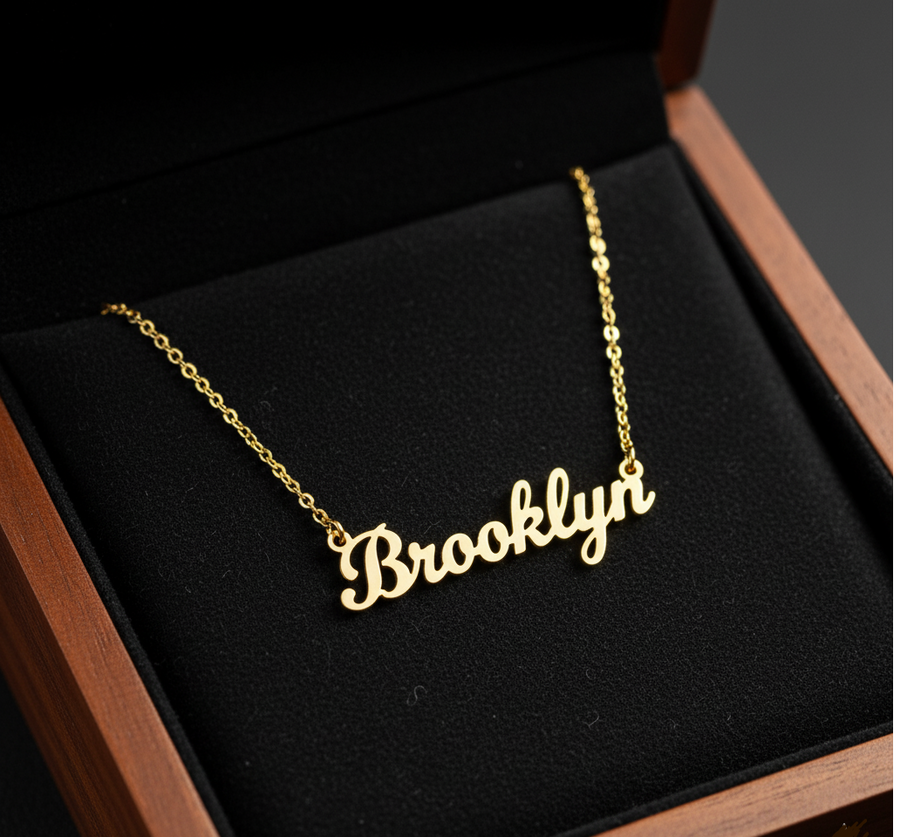 Dome Serene Nameplate Necklace Custom Name Personalized