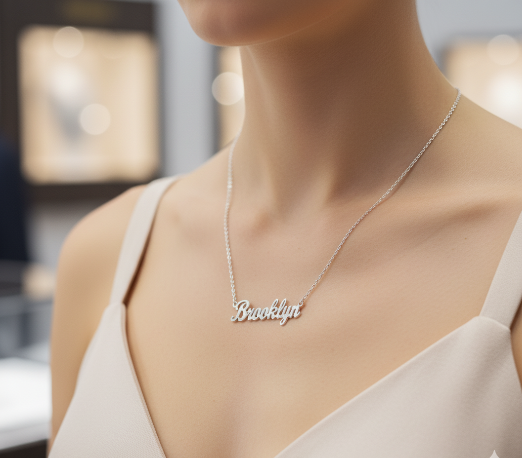 Dome Serene Nameplate Necklace Custom Name Personalized