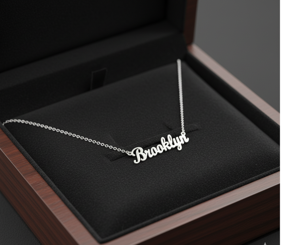 Dome Serene Nameplate Necklace Custom Name Personalized