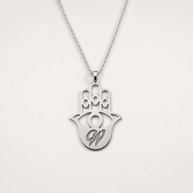 Hamsa Personalized Initial Necklace| Large pendant