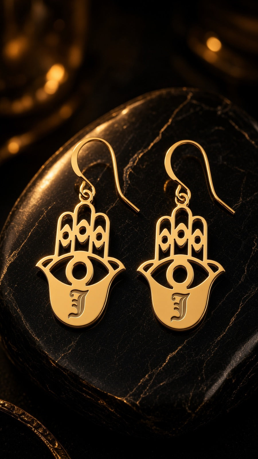 Hamsa Personalized Initial Earrings