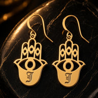 Hamsa Personalized Initial Earrings